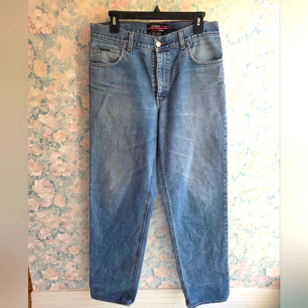 Vintage Classic Fit Original Denim Jeans Womens High Rise Tapered Mom Jean 34×32